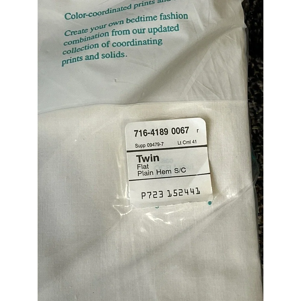 Vintage JC Penney Home Collection Twin Flat Sheet Solid Plain Hem Percale